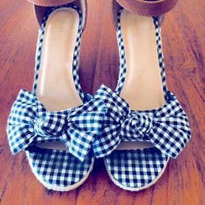 Old Navy blue gingham espadrille wedges